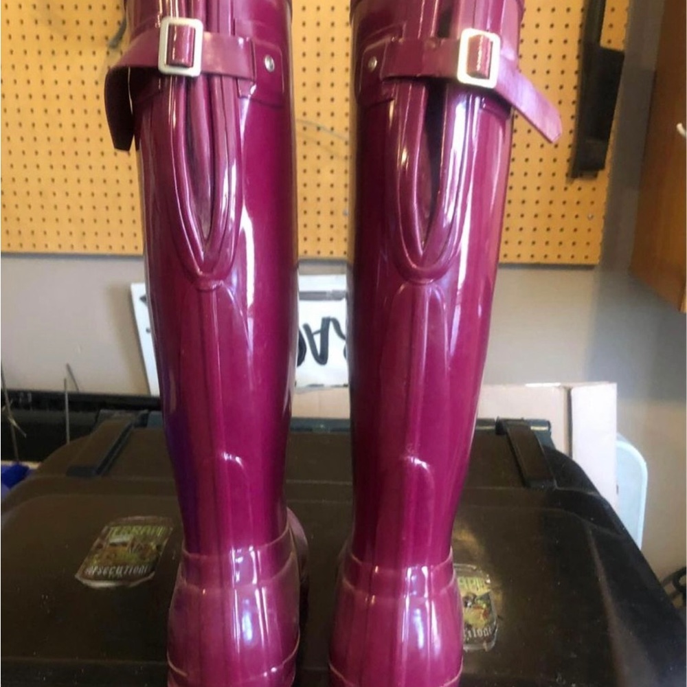 Burgundy Hunter Boots Knee Length Size US 9